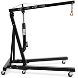 Garvee 4400 lbs Engine Hoist, 2-Ton Heavy-Duty Folding Cherry Picker Hydraulic Shop Crane with 6 Casters for Garage, Workshop, and Warehouse, Black - Black