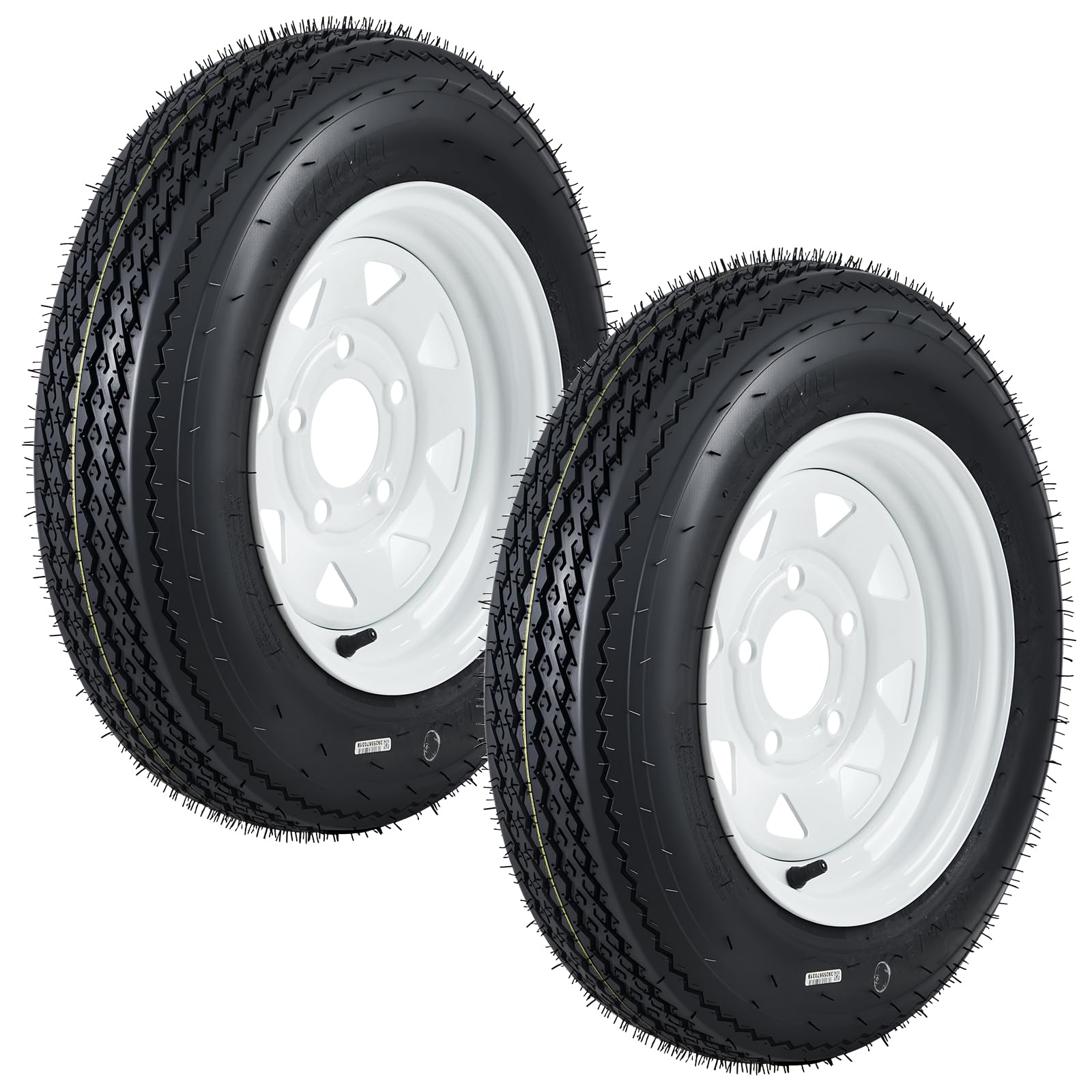 Garvee 4.80-12 Trailer Tire and Wheel Assembly, Heavy-Duty Load Range C, 12 Inch White Modular Wheel for Utility Boat Camper Trailers, Set of 2