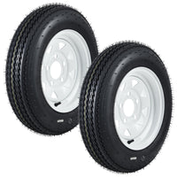Garvee 4.80-12 Trailer Tire and Wheel Assembly, Heavy-Duty Load Range C, 12 Inch White Modular Wheel for Utility Boat Camper Trailers, Set of 2