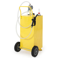 Garvee 35 Gallon Portable Fuel Gas Caddy – Manual Rotary Pump, Wheels, Fuel Hose, Level Gauge, Wide Fill Neck – Mobile Gasoline/Fuel Transfer Tank for ATV, Tractor, Mower, Car, Boat – Reinforced 2-wheel, 2-support version - Yellow - Ma Hailin - Yellow