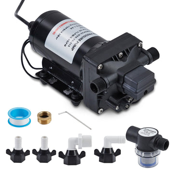 Garvee Water Pressure Booster Pump 115V AC 5.5GPM 70PSI On Demand Water Diaphragm Pump with 158Ft Head Lift, Self-Priming RV Fresh Water Pump with Pressure Switch for Home Marine Yacht Garden Hose
