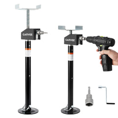 GARVEE 2-Pack RV Slide-Out Support Jacks, Supports Up to 5000 lbs, 21.06–49 in Adjustable Heavy-Duty Steel Stabilizers, Power Drill & Hand Crank Compatible, for Campers & Travel Trailers, Black