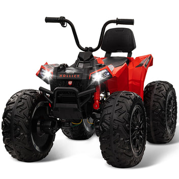 Garvee Ride - P Series: 24V Kids ATV, Ride on Car 4WD Quad Electric Vehicle, 4x80W Powerful Engine, with 7AHx2 Large Battery, Accelerator Handle, EVA Tire, Full Metal Suspension, LED Light, Bluetooth&Music - Red