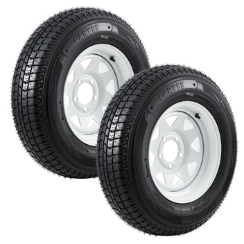 Garvee ST205/75D14 Trailer Tire and Wheel Assembly, Heavy-Duty Load Range C 6PR, 5 Lug White Modular Wheel, 14 Inch Tires for Utility and Boat Trailers, Set of 2