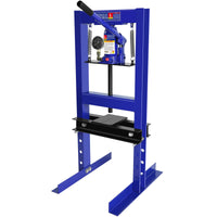 Garvee 6-Ton Shop Press with Pressure Gauge, Adjustable H-Frame Hydraulic Floor Press with Stamping Plates for Bending, Straightening, Pressing Parts, and Installing Bearings & U-Joints, Blue