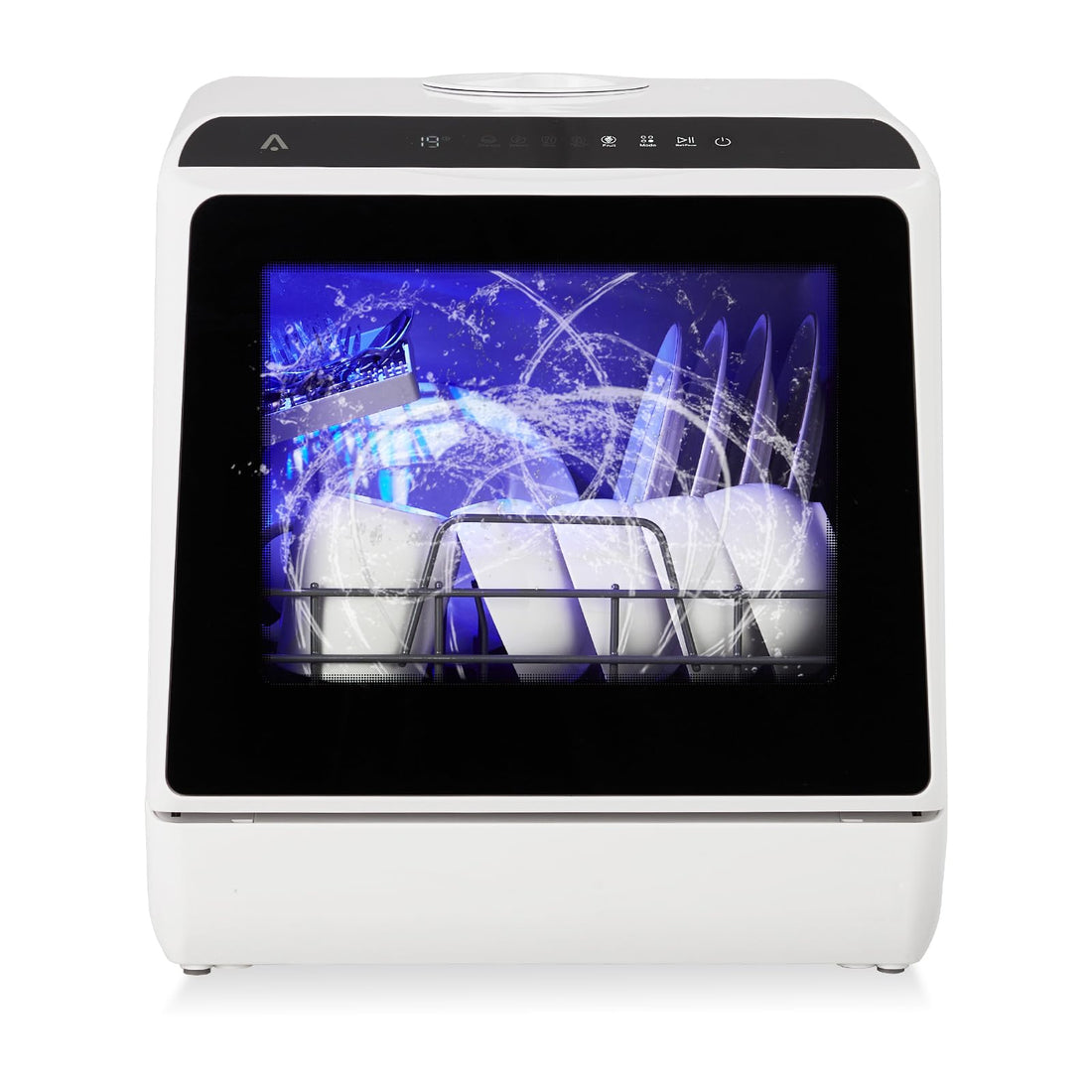 Garvee Portable Mini Dishwasher, Countertop Dishwasher 5L Water Tank, 5 Washing Programs & High-Temp Air-Dry Function, Tabletop Dishwasher with 360° Spray for Apartments, No Hookup Needed