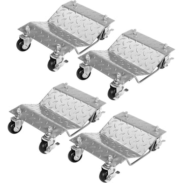 Garvee 4 Items 4 Tire Wheel Dolly Car, Premium Manganese Steel, 6000 Lbs Capacity, Heavy Duty, Antiskid & Recessed Design, 360° Rotatable Wheels, Silver