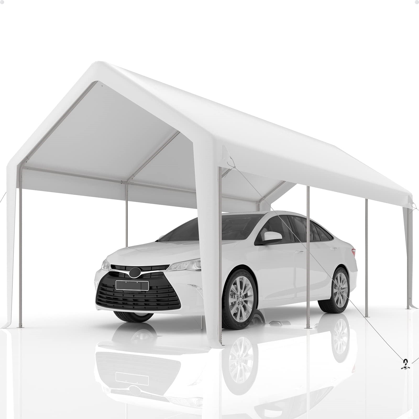 Garvee 13'x20' 200G Carport Top Replacement Cover , Heavy-Duty Garage Top Tent Shelter Tarp Waterproof & UV Protected (Top Cover Only, Frame Not Included), White