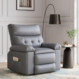 Garvee Oversized Wide Rocker Swivel Recliner Chair - PU Leather Large Manual Recliner for Adults, Ultimate Comfort Lazy Boy with 1.5X Sponge Filling and Easy Recline Mechanism for Relaxation, Gray - Gray