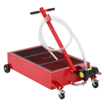 Garvee Low Profile Oil Drain Pan 20 Gallon with 12V Electric Pump, Folding Handle, Carbon Steel, 8FT Hose, Wheels, for Cars and Trucks