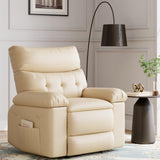 Garvee Oversized Wide Rocker Swivel Recliner Chair - PU Leather Large Manual Recliner for Adults, Ultimate Comfort Lazy Boy with 1.5X Sponge Filling and Easy Recline Mechanism for Relaxation - Beige