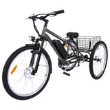 Garvee 26 Inch Adult 3 Wheel Electric Tricycle with Basket, Fat Tires,7 Speeds,350W Powerful Motor, 36V 10Ah Removable Battery - Dark Gray - Dark Gray