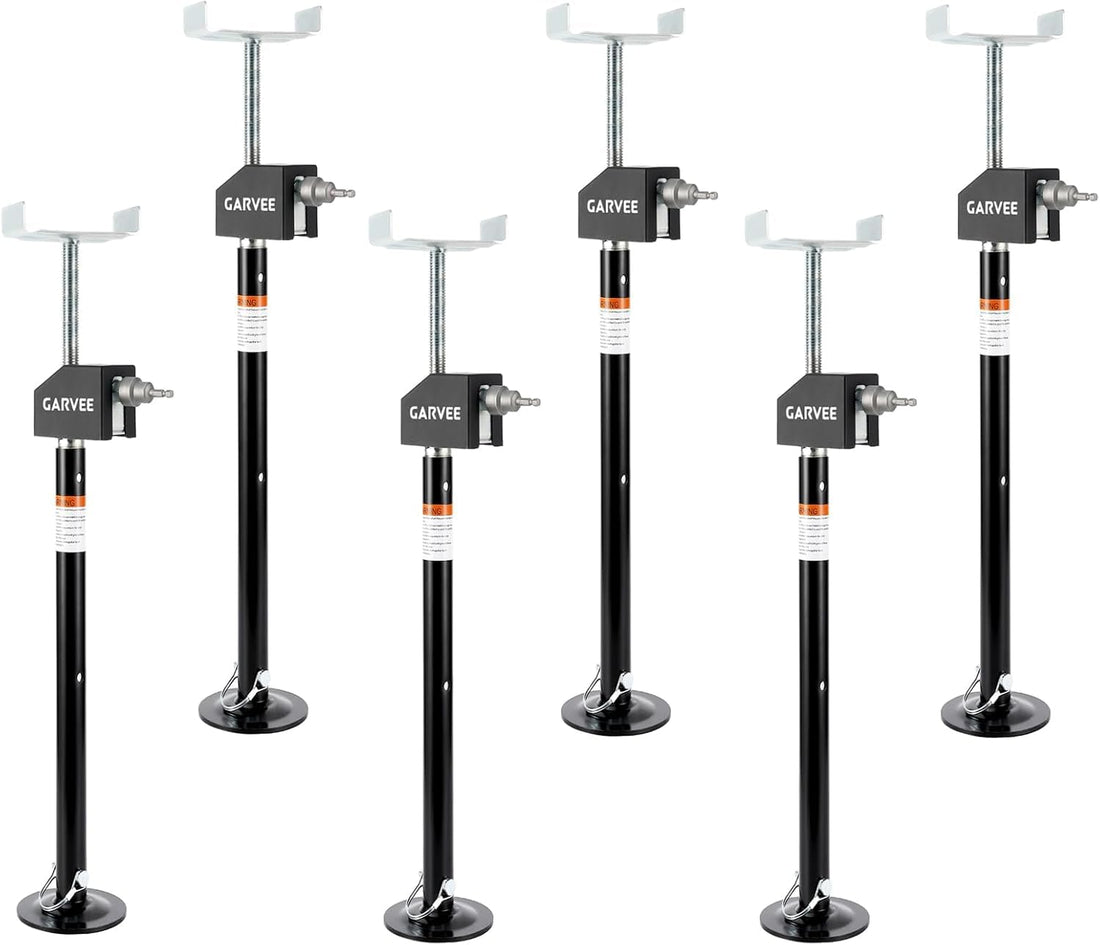 Garvee 6 Pack RV Slide Out Support Jacks, Each Supports 5000 lbs, Adjustable Height from 21.06" to 49", Heavy-Duty Steel RV Stabilizer Jacks for Camper, Black