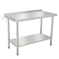GARVEE 48"L x 24"W x 35"H Stainless Steel Work Table - Heavy-Duty Prep Table with Undershelf, Backsplash, and Garbage Rack for Kitchen and Commercial Use