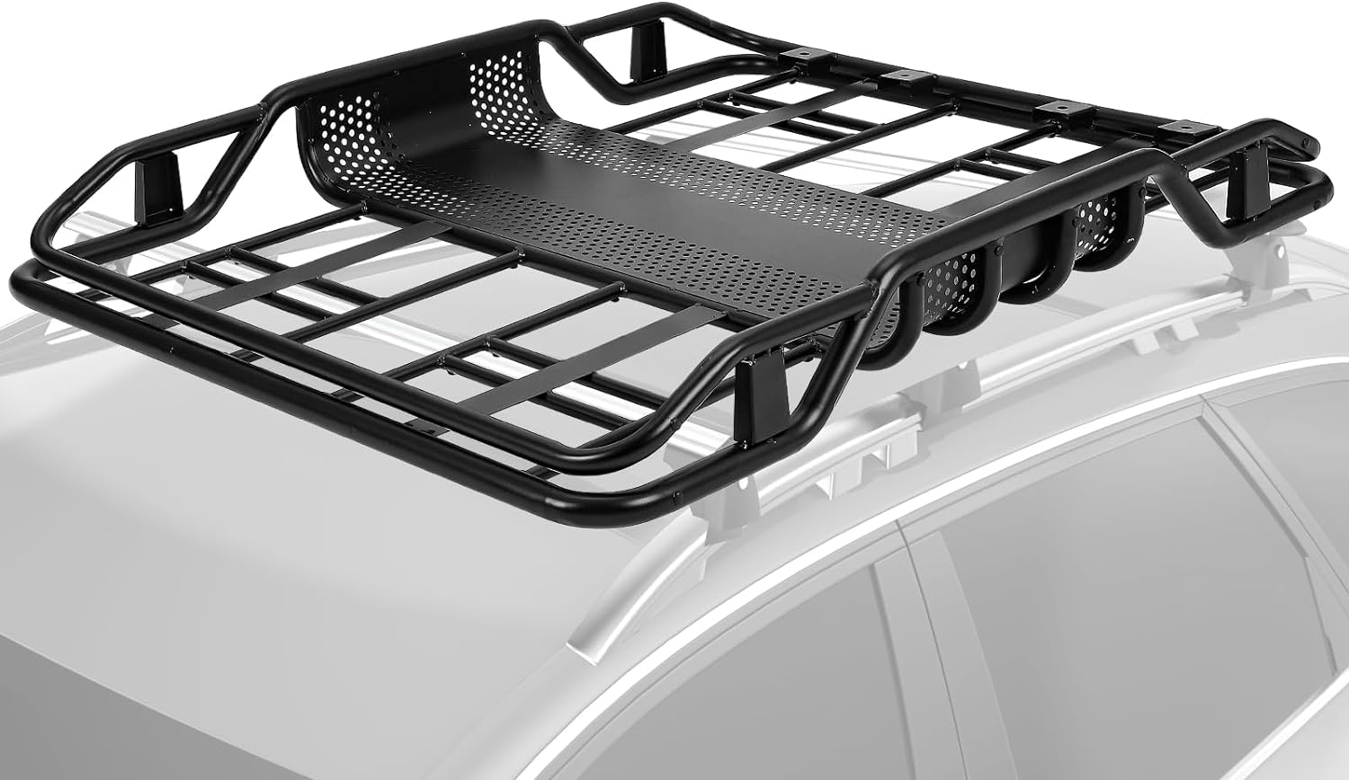 Garvee 50"x38"x6.3" Rooftop Cargo Basket, 165 lbs Capacity Lightweight Anti-Rust Roof Rack for SUVs, Cars & Trucks