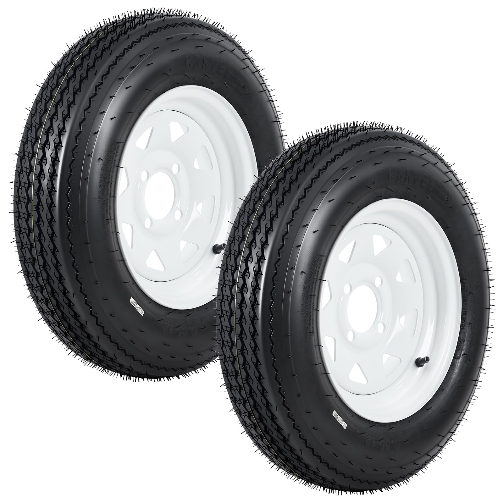 Garvee 5.30-12 Trailer Tire and Wheel Assembly, Heavy-Duty Load Range C 6PR, 12 Inch White Modular Wheel for Utility Boat Camper Trailers, Set of 2