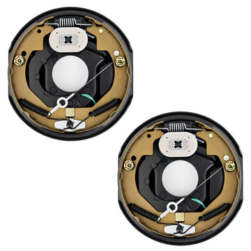 Garvee 10"x2-1/4" Electric Trailer Brake Assembly, Self-Adjusting Electric Brakes Kit for 3500 Lbs Axle, 4-Hole Mounting Brake Backing Plates, Left & Right Side Braking System Replacement Parts, 1 Pair