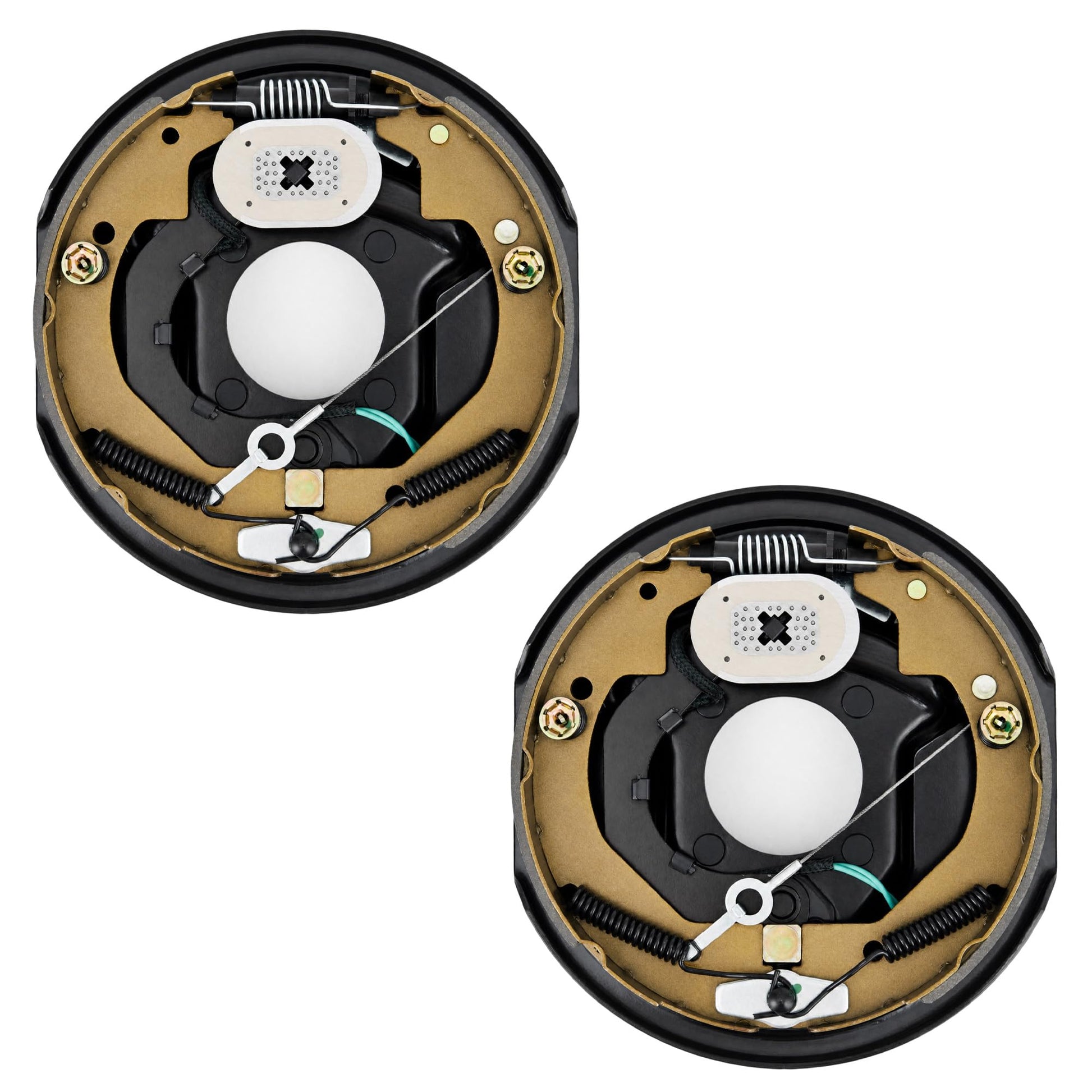 Garvee 10"x2-1/4" Electric Trailer Brake Assembly, Self-Adjusting Electric Brakes Kit for 3500 Lbs Axle, 4-Hole Mounting Brake Backing Plates, Left & Right Side Braking System Replacement Parts, 1 Pair