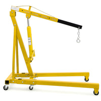 Garvee 2-Ton Engine Hoist with Lever - Heavy-Duty Folding Cherry Picker Engine Lift Hydraulic Shop Crane, 4000 lbs Capacity, Yellow