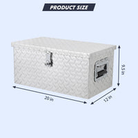 Garvee 20"X12"X9.5" Aluminum Diamond Plate Truck Bed Tool Box - Heavy-Duty Waterproof Storage Chest, Lock & Keys, Side Handles, Portable for Pickup/RV Trailer/Van - Color: Silver Natural