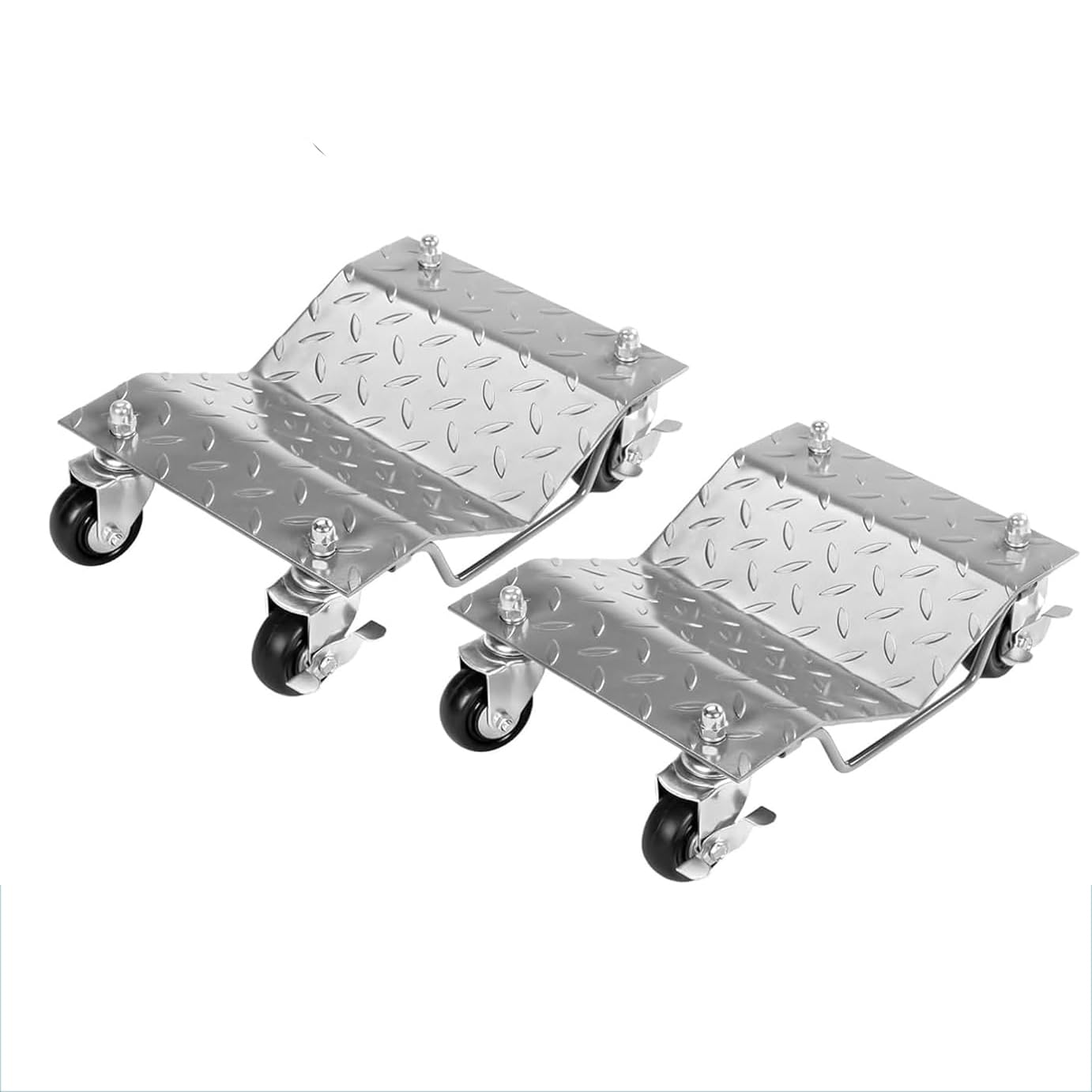 Garvee 2 Items 4 Tire Wheel Dolly Car, Premium Manganese Steel, 3000 Lbs Capacity, Heavy Duty, Antiskid & Recessed Design, 360° Rotatable Wheels, Silver