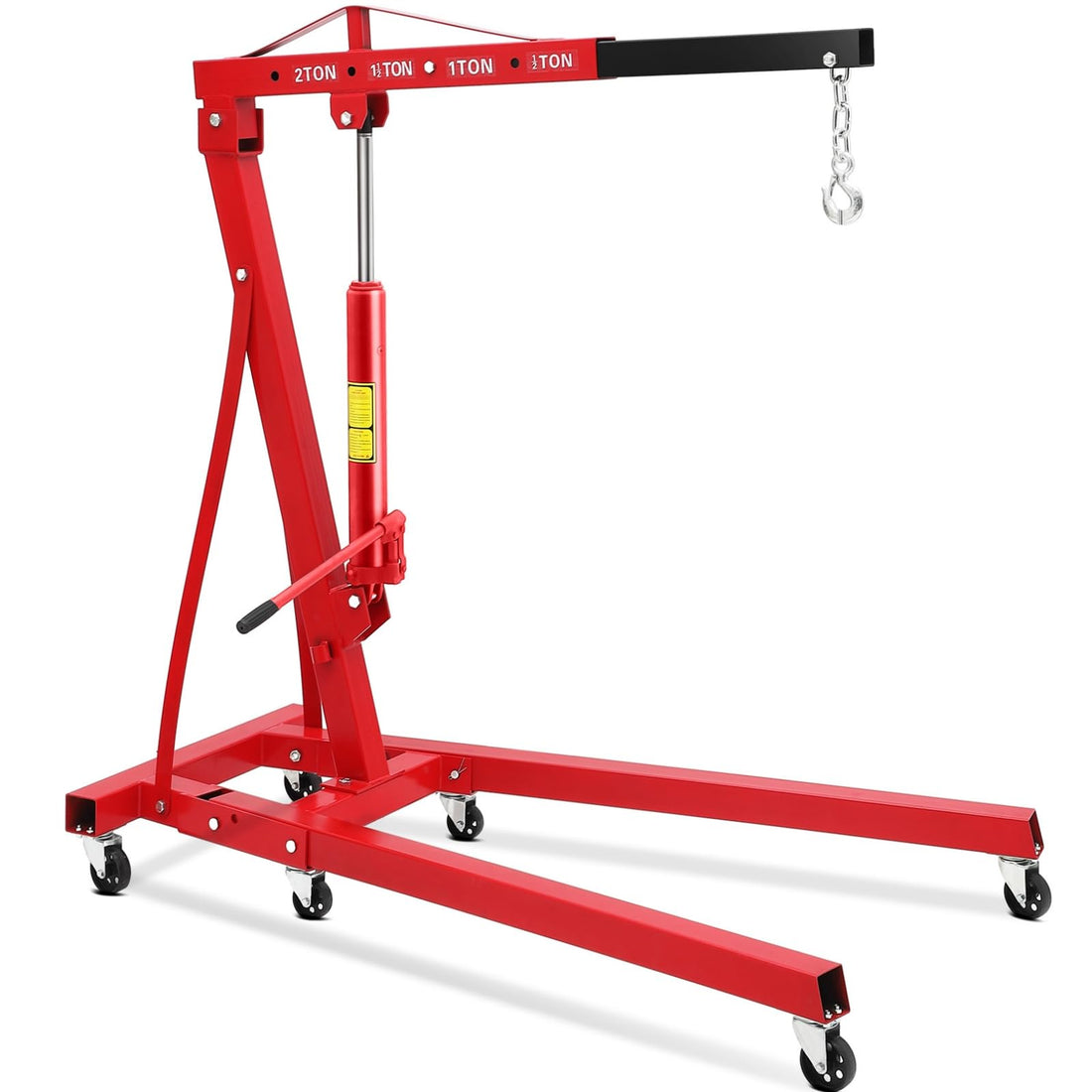Garvee 2 Ton Hydraulic Engine Hoist 4400LB Heavy Duty Foldable Crane 6 Casters Leveler for Garage Auto Repair, Red