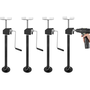 Garvee RV Stabilizer Jacks – Electric Trailer Jack Set (Supports 5000 lbs) with Flat Top Support Blocks, Adjustable 21.06"-49", Heavy-Duty Camper Stabilizer, Set of 4