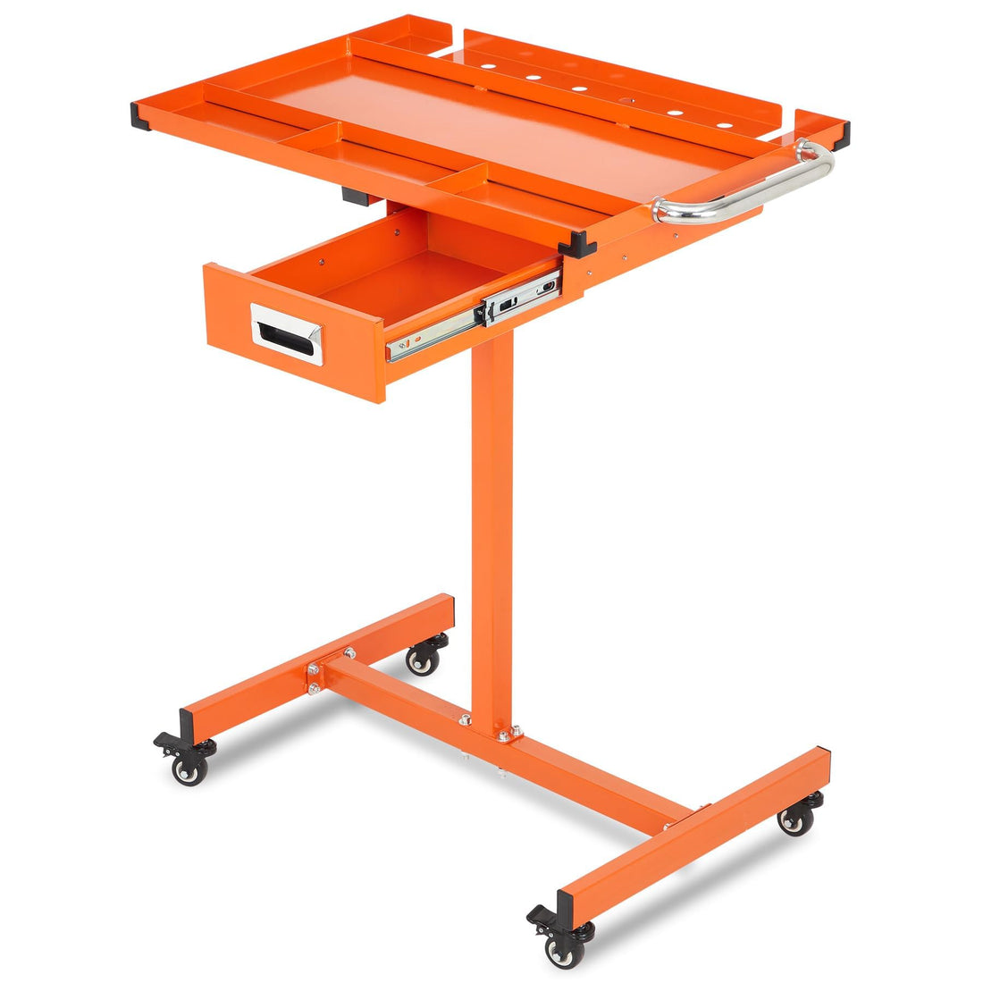 Garvee Heavy Duty Rolling Work Table, Adjustable Height Mobile Workbench, 35-45 Inch Steel Frame, for Garage, Repair Shops & DIY, Orange