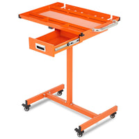 Garvee Heavy Duty Rolling Work Table, Adjustable Height Mobile Workbench, 35-45 Inch Steel Frame, for Garage, Repair Shops & DIY, Orange