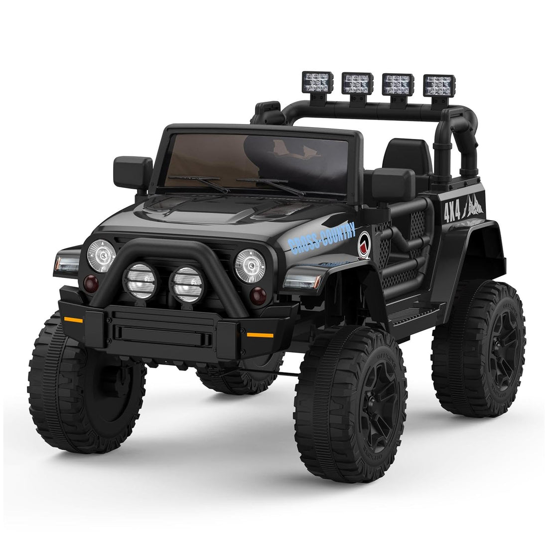 Garvee Ride - P Series: 12V Kids Ride On Truck Car w/Parent Remote Control, Spring Suspension, Led Lights,3 Speed Adjustable, Kids Gift for Boys and Girls - Black