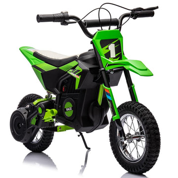 Garvee Ride - T Series: 24V Kids Electric Dirt Motorcycle for Kids Ages 13+, 250W Electric Off-Road Motorcycle,Up to 13.6MPH, Twist Grip Throttle,Metal Suspension,Air-Filled Tires,Leather Seat - Green