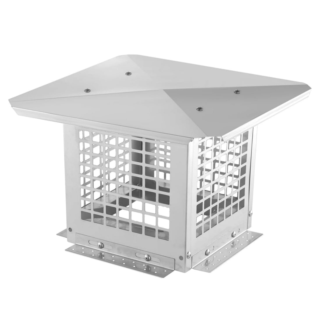 Garvee Chimney Cap, 12x12 Inches Square Chimney Cover, Stainless Steel Fireplace Chimney Caps with Adjustable Bottom, Mesh Covers for Outside Existing Clay Flue, Silver