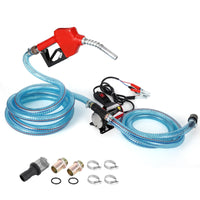 Garvee Fuel Transfer Pump DC 12V Diesel Transfer Pump with Nozzle Hose Cast Iron Gasoline Transfer Pump, 8GPM, Overheating Stability, Applicable to Gasoline, Diesel, Clear