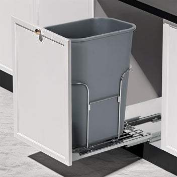 Garvee Pull Out Trash Can Under Cabinet, Stainless Steel Slide Out Garbage Can Shelf Under Sink, Adjustable Slide Out Shelf for Waste Can Under Kitchen Sink for 35L Trash Can, Trash Can Not Included