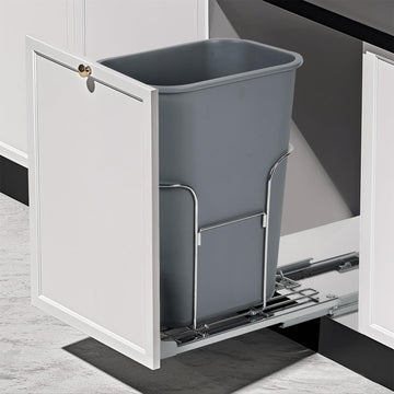 Garvee Pull Out Trash Can Under Cabinet, Stainless Steel Slide Out Garbage Can Shelf Under Sink, Adjustable Slide Out Shelf for Waste Can Under Kitchen Sink for 35L Trash Can, Trash Can Not Included