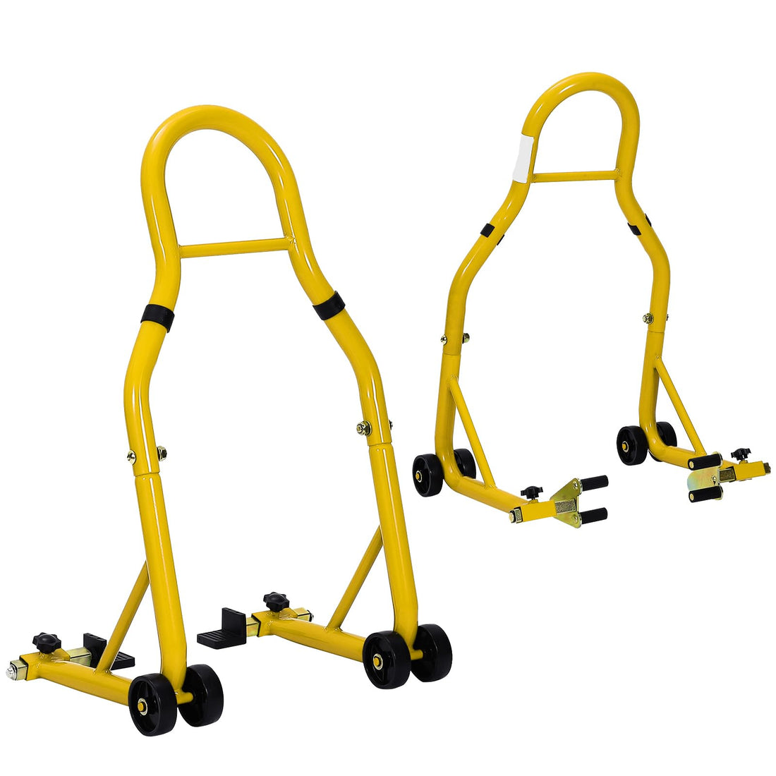Garvee Heavy Duty Motorcycle Stand Lift - 900 lbs Capacity, Adjustable Universal Fit, Steel Frame, Front & Rear Combo, Yellow, for Repairs & Storage