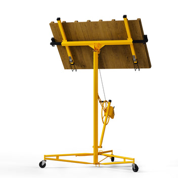 Garvee 11ft Drywall Lift 150-LB Capacity Yellow – 360° Adjustable Telescopic Arm & Locking Wheels for Sheetrock, Panel Hoist