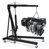 Garvee Engine Hoist Cherry Picker 2 Ton Folding Hydraulic Shop Crane Adjustable Boom Black 6 Casters