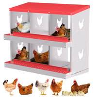 Garvee 6 Compartments Metal Chicken Nesting Boxes, Nesting Boxes, Chicken Laying Box with Roll Out Egg Collection with Vented Holes