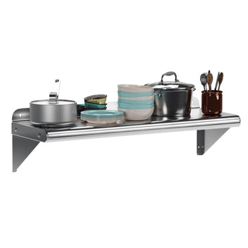 Garvee Wall Mount Stainless Steel Shelf 12 x 24 Inch, NSF Certified Shelves, 230 lb Load Capacity Heavy Duty Floating Shelf Kitchen Storage Racks for Restaurant, Hotel and Garage