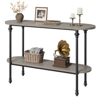 Garvee Console Table, 43.3" Entryway Table with Storage, 2 Tier Sofa Table with Metal Frame and MDF, Behind Couch Table for Living Room, Hallway, Entryway-Grey