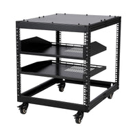 Garvee 10U Open Frame Server Rack, 23''-40'' Adjustable Depth, Wall Mount & Free Standing Network Rack with 4 Lockable Casters & 2pcs 1U Server Rack Shelf, Holds All Your IT/AV Equipment Rack