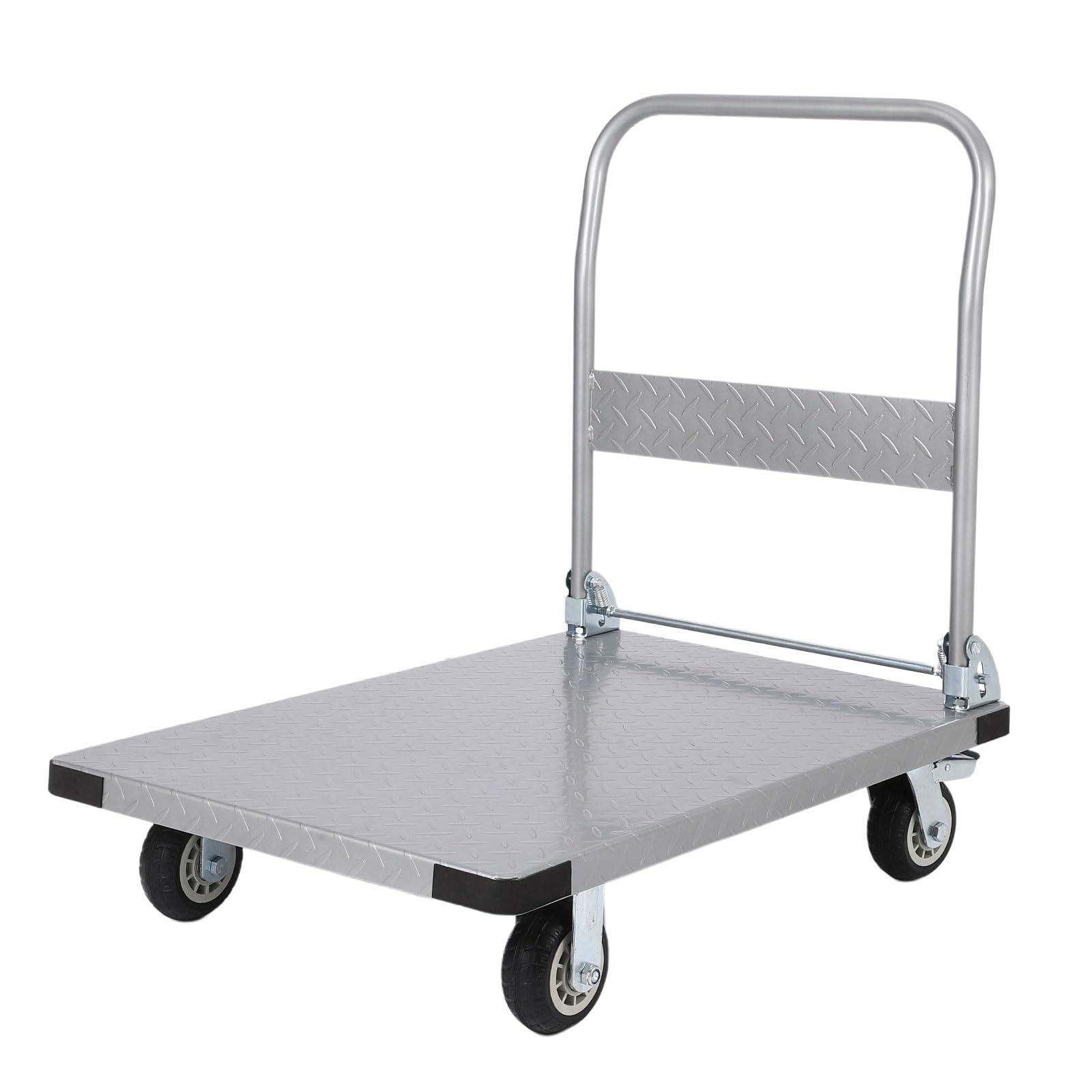 Garvee Platform Truck Cart 2000 LBS Load Capacity, Foldable Steel Hand Push Dolly with 6" TPR Brake Wheels, Heavy Duty Flatbed Hand Cart 36" x 24" for Loading and Moving, Home Office Warehouse