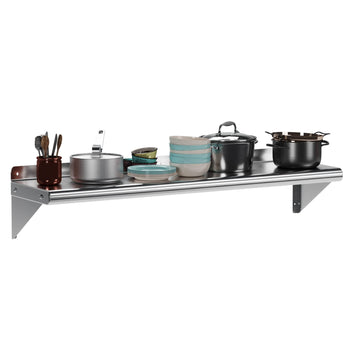Garvee Wall Mount Stainless Steel Shelf 12 x 48 Inch, NSF Certified Shelves, 280 lb Load Capacity Heavy Duty Floating Shelf Kitchen Storage Racks for Restaurant, Hotel and Garage