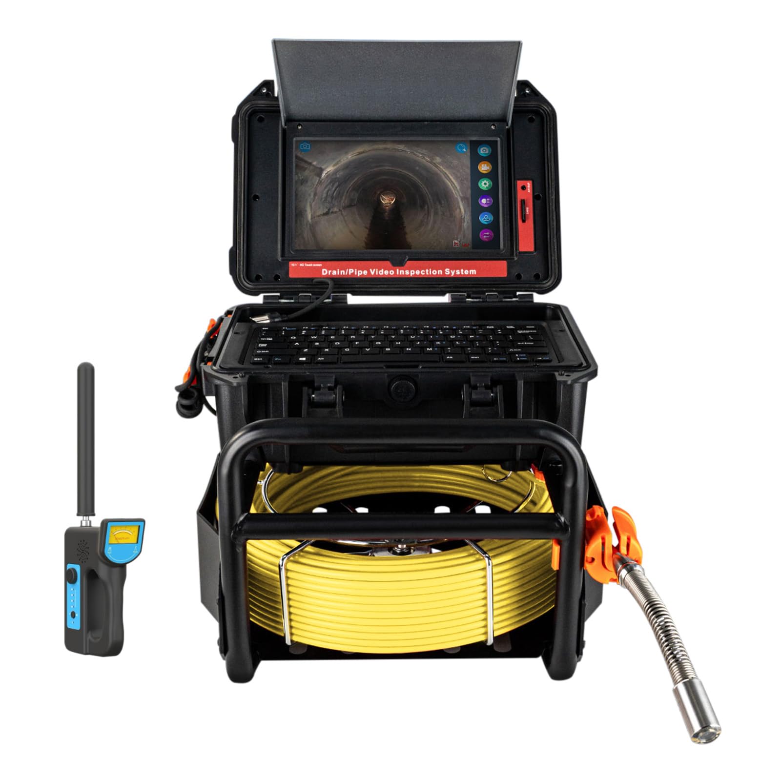 Garvee Sewer Camera with Locator, 300ft Sewer Inspection Camera with 512Hz Transmitter and Receiver, IP68 Camera w/12 Adjustable LEDs and DVR, 10.1'' Drain Pipe Cameras with DVR 16GB