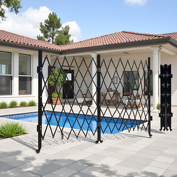 Garvee 10FT Industrial Metal Expandable Barricade，Retractable Traffic Fence with Casters, Portable Barricade Gate for Construction Area, Traffic Control, Cordon