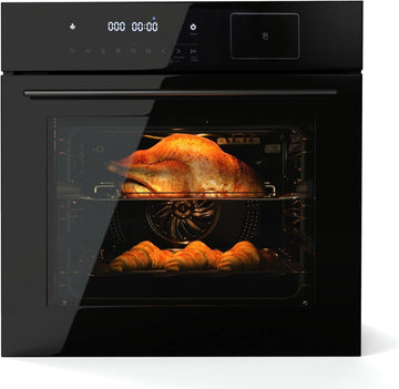 Garvee 24 Inch 70L Convection Oven,Built-in Electric Oven with 108 Smart Menu & 8 Baking Modes Air Frying Function,  Touch Control, 3D Heating,3000W