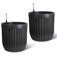 Garvee 14.5 Inch Tall Planters Set of 2 Flower Pots with a Water Level Monitor, Self Watering Insert and Hidden Wheels, Ideal for Living Room, Bedroom Office, Patio, Porch, Garden, Black