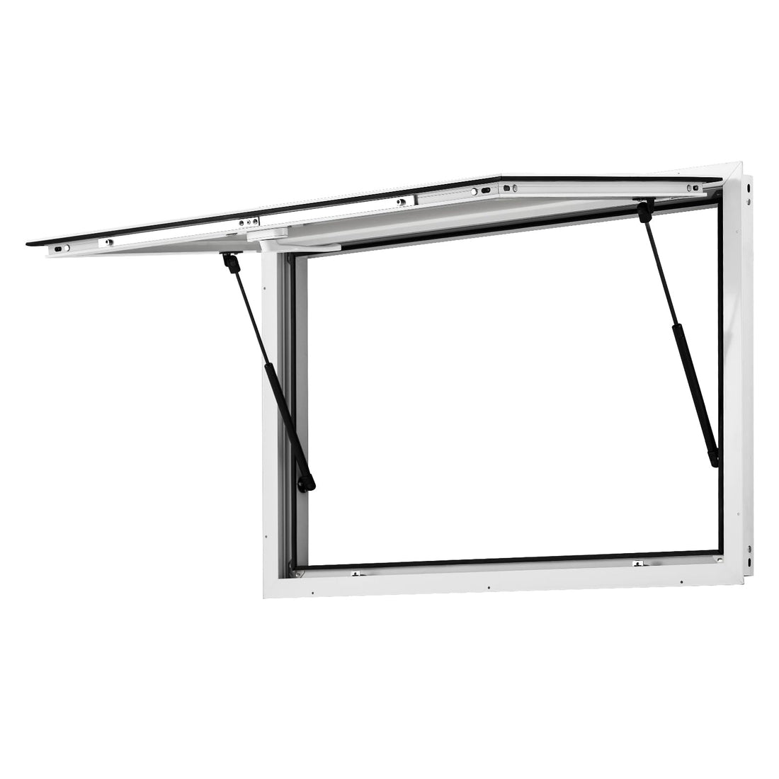 Garvee 48" x 36" Aluminum Alloy Concession Window With Awning Door & Drag Hook For Food Trucks And Trailers, Up To 85° Stand, Glass Not Included