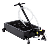 Garvee Low Profile Oil Drain Pan 20-Gallon with 180W Electric Pump, Folding Handle, Carbon Steel, 8FT Hose, Wheels - Cars, SUVs, Trucks - Black-Electric